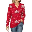 Ivicoer Women Long Sleeve V Neck Pullover Collar Knitted Sweaters