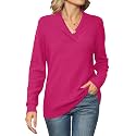 Ivicoer Women Long Sleeve V Neck Pullover Collar Knitted Sweaters