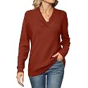 Ivicoer Women Long Sleeve V Neck Pullover Collar Knitted Sweaters