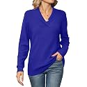 Ivicoer Women Long Sleeve V Neck Pullover Collar Knitted Sweaters