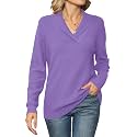 Ivicoer Women Long Sleeve V Neck Pullover Collar Knitted Sweaters