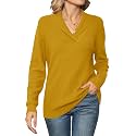 Ivicoer Women Long Sleeve V Neck Pullover Collar Knitted Sweaters