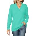 Ivicoer Women Long Sleeve V Neck Pullover Collar Knitted Sweaters