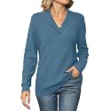 Ivicoer Women Long Sleeve V Neck Pullover Collar Knitted Sweaters
