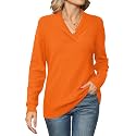 Ivicoer Women Long Sleeve V Neck Pullover Collar Knitted Sweaters