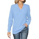 Ivicoer Women Long Sleeve V Neck Pullover Collar Knitted Sweaters