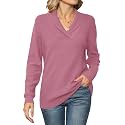 Ivicoer Women Long Sleeve V Neck Pullover Collar Knitted Sweaters