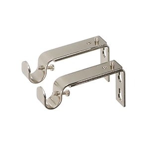 ivilon adjustable brackets for curtain rods - for 12 or 58 inch rods set of 2 - brushed nickel