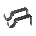 Ivilon Adjustable Brackets for Curtain Rods - for 1 or 1 1/8 Inch Rods. Set of 2 - Black