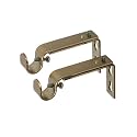 Ivilon Adjustable Brackets for Curtain Rods - for 1/2 or 5/8 Inch Rods. Set of 2 - Warm Gold