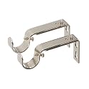 Ivilon Adjustable Brackets for Curtain Rods - for 1 or 1 1/8 Inch Rods. Set of 2 - Brushed Nickel