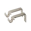 Ivilon Adjustable Brackets for Curtain Rods - for 1/2 or 5/8 Inch Rods. Set of 2 - Brushed Nickel