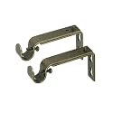 Ivilon Adjustable Brackets for Curtain Rods - for 1/2 or 5/8 Inch Rods. Set of 2 - Antique Brass