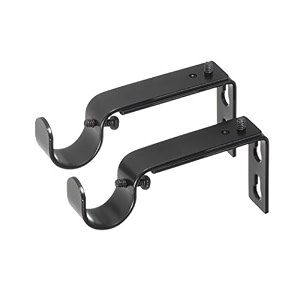ivilon adjustable brackets for curtain rods - for 78 or 1 inch rods set of 2 - black