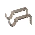 Ivilon Adjustable Brackets for Curtain Rods - for 7/8 or 1 Inch Rods. Set of 2 - Satin Nickel