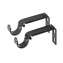 Ivilon Adjustable Brackets for Curtain Rods - for 7/8 or 1 Inch Rods. Set of 2 - Black