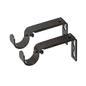Ivilon Adjustable Brackets for Curtain Rods - for 7/8 or 1 Inch Rods. Set of 2 - Antique Black