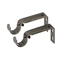 Ivilon Adjustable Brackets for Curtain Rods - for 7/8 or 1 Inch Rods. Set of 2 - Pewter