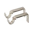 Ivilon Adjustable Brackets for Curtain Rods - for 7/8 or 1 Inch Rods. Set of 2 - Brushed Nickel