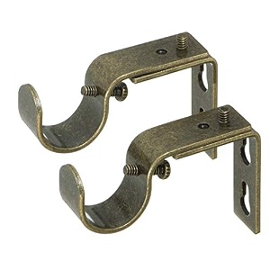 ivilon short projection brackets for curtain rods - for 78 or 1 inch rods set of 2 - ant brass