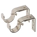 Ivilon Short Projection Curtain Fittings Brackets for Curtain Rods - for 1 or 1 1/8 Inch Rods, Set of 2 - Brushed Nickel