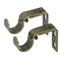 Ivilon Short Projection Brackets for Curtain Rods - for 7/8 or 1 Inch Rods. Set of 2 - Ant Brass
