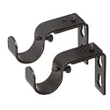 Ivilon Short Projection Brackets for Curtain Rods - for 7/8 or 1 Inch Rods. Set of 2 - Antique Black