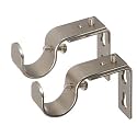 Ivilon Short Projection Brackets for Curtain Rods - for 7/8 or 1 Inch Rods. Set of 2 - Satin Nickel
