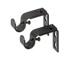 Ivilon Short Projection Brackets for Curtain Rods - for 1/2 or 5/8 Inch Rods. Set of 2 - Antique Black
