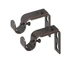 Ivilon Short Projection Brackets for Curtain Rods - for 1/2 or 5/8 Inch Rods. Set of 2 - Oil Rubbed Bronze