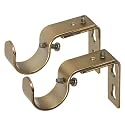 Ivilon Short Projection Brackets for Curtain Rods - for 1 or 1 1/8 Inch Rods. Set of 2 - Warm Gold