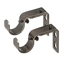 Ivilon Short Projection Brackets for Curtain Rods - for 7/8 or 1 Inch Rods. Set of 2 - Antique Black