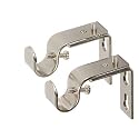 Ivilon Short Projection Brackets for Curtain Rods - for 1/2 or 5/8 Inch Rods. Set of 2 - Brushed Nickel