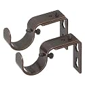 Ivilon Short Projection Brackets for Curtain Rods - for 1 or 1 1/8 Inch Rods. Set of 2 - Oil Rubbed Bronze
