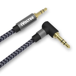 ivoltaa 35mm braided aux auxiliary audio cable - 6 feet 18 meters - space grey