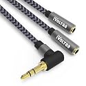 iVoltaa 3.5mm Metal Braided Aux (Auxiliary) to 2X Female Aux Audio Splitter Cable for Tablet - 0.82 Feet (25 Cms) - Space Grey
