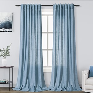 Blue Linen Textured 96 Inch Curtains 2