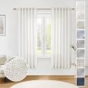 Ivory Linen Sheer Curtains 63 Inch Length for Living Room 2 Panel Set Farmhouse Rod Pocket Window Drapes Light Filtering Privacy Added Neutral Curtains for Patio Parlor Dining Room Off White