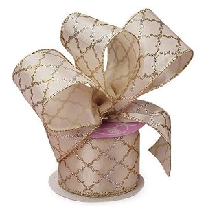 ivory satin quatrefoil decorative ribbon - 2 1234 x 10 yards fall