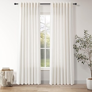 Ivory White Linen Back Tab Curtains 84