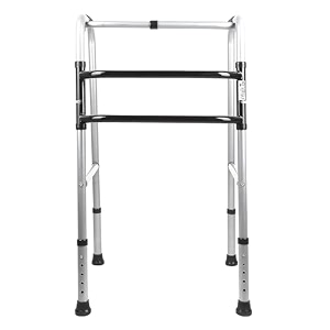 iwalk ms height adjustable amp double bar folding walker for adults senior citizens and injured  heavy duty  made in india dual silver-black