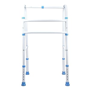 iwalk ms height adjustable amp double bar folding walker for adults senior citizens and injured  heavy duty  made in india dual silver-black
