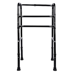iwalk ms height adjustable amp double bar folding walker for adults senior citizens and injured  heavy duty  made in india dual silver-black