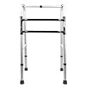 iWalk MS Height Adjustable &amp; Double Bar Folding Walker for Adults, Senior Citizens and Injured | Heavy Duty | Made in India (Dual Silver-Black)