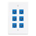 iwillink 1-Pack Cat6 Ethernet Wall Plate, 6-Port RJ45 Wall Plate, Blue