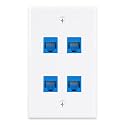 iwillink 1-Pack Cat6 Ethernet Wall Plate, 4-Port RJ45 Wall Plate, Blue