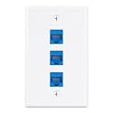 iwillink 1-Pack Cat6 Ethernet Wall Plate, 3-Port RJ45 Wall Plate, Blue