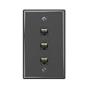 iwillink 1-Pack Cat6 Ethernet Wall Plate, 3-Port RJ45 Wall Plate, Black
