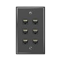 iwillink 1-Pack Cat6 Ethernet Wall Plate, 6-Port RJ45 Wall Plate, Black