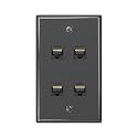 iwillink 1-Pack Cat6 Ethernet Wall Plate, 4-Port RJ45 Wall Plate, Black